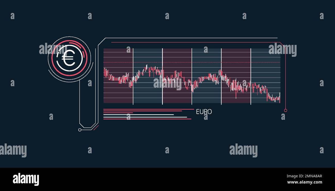 Abstract infographics of falling euro exchange rate Stock Vector Image