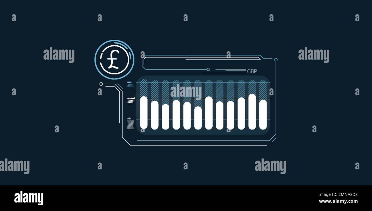 Abstract infographics of stable pound sterling exchange rate Stock