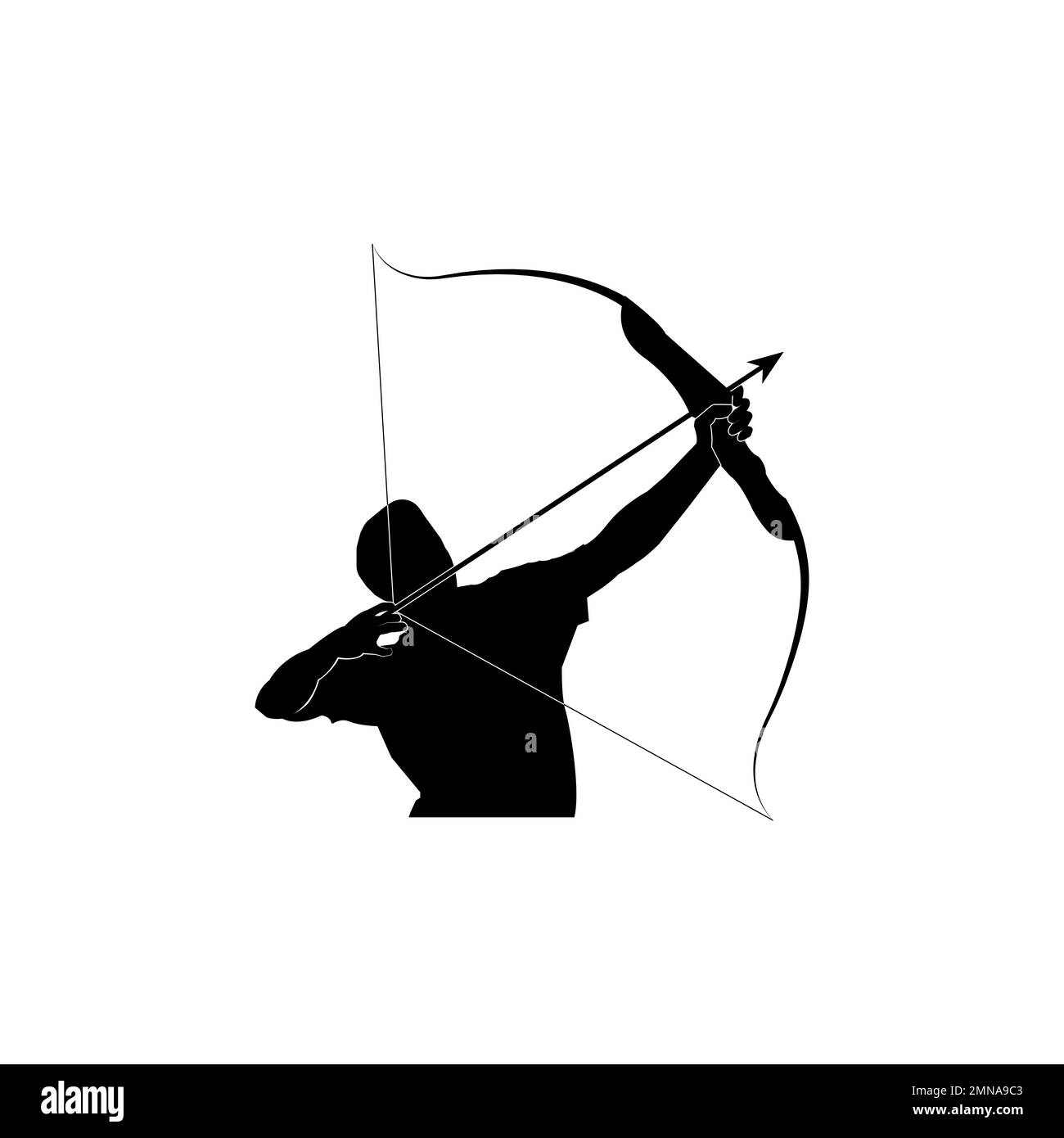 icon of a person aiming with a bow,vector illustration logo template. Stock Photo
