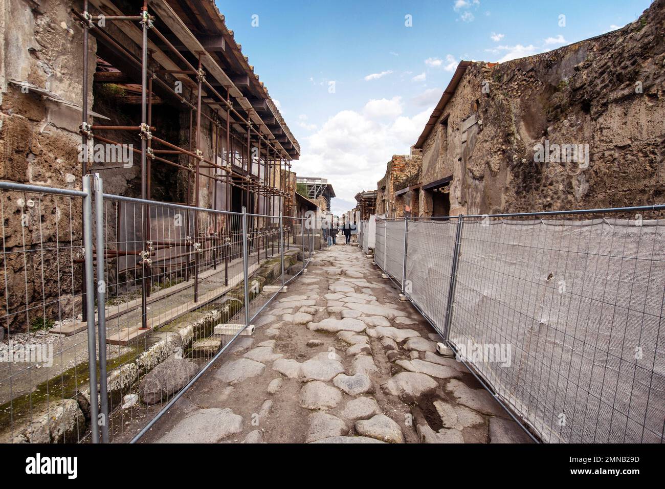 Pompeii, warning signs of work in progress and access bans Stock Photo Alamy