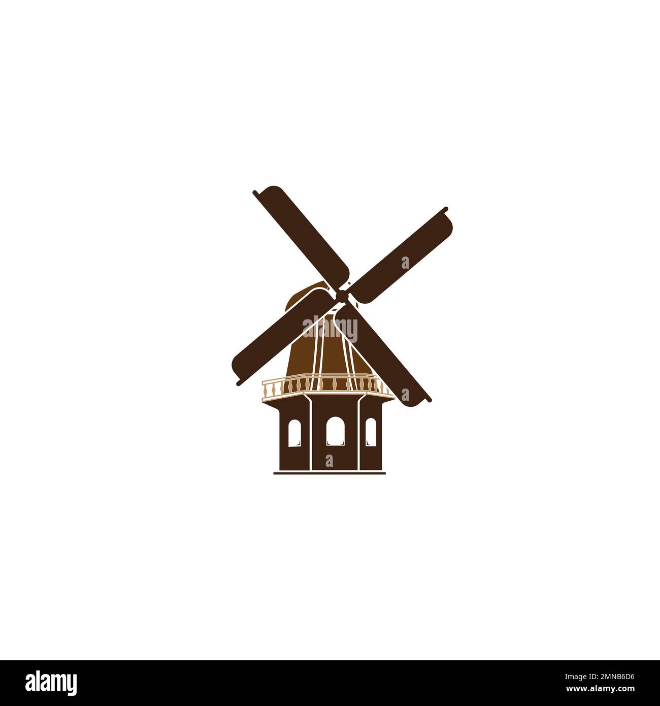 Windmill logo vector illustration flat design Stock Photo - Alamy