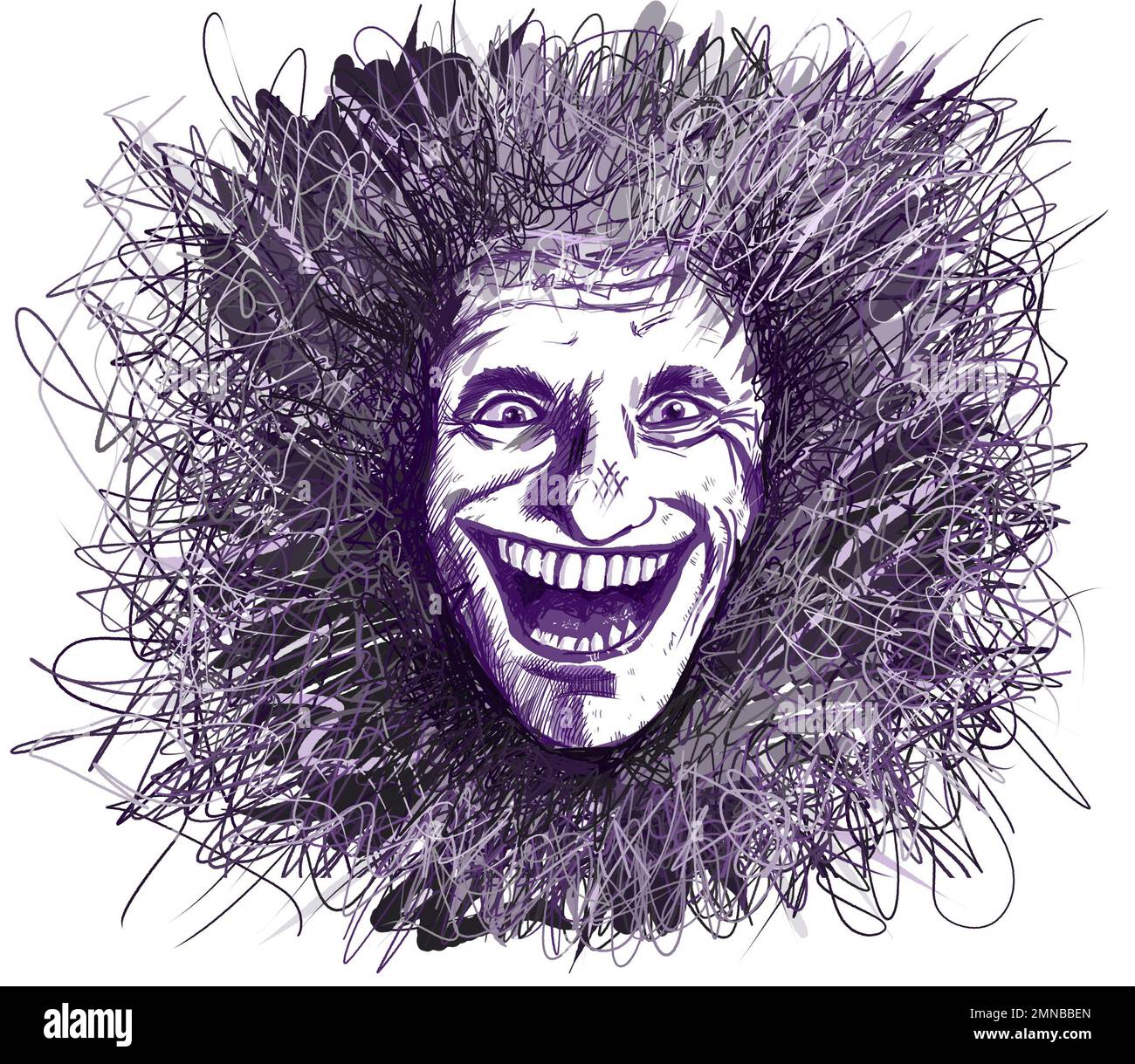 Drawing of a laughing face of a man. High quality illustration Stock Photo