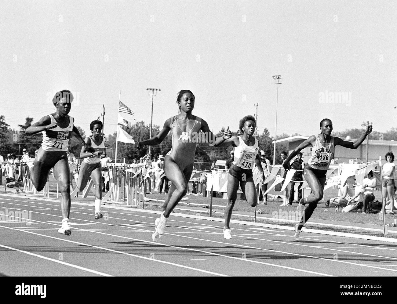 American record holder Evelyn Ashford, second from right, leads the ...