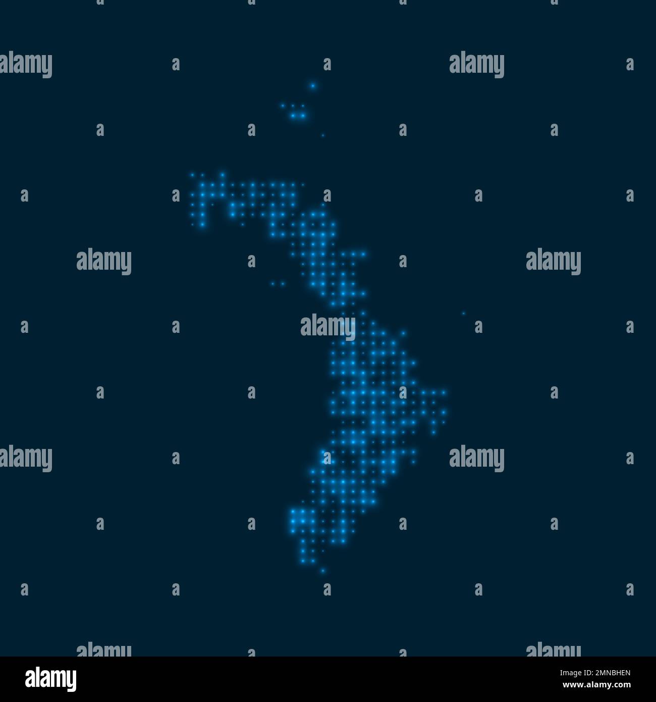 Lord Howe Island dotted glowing map. Shape of the island with blue ...