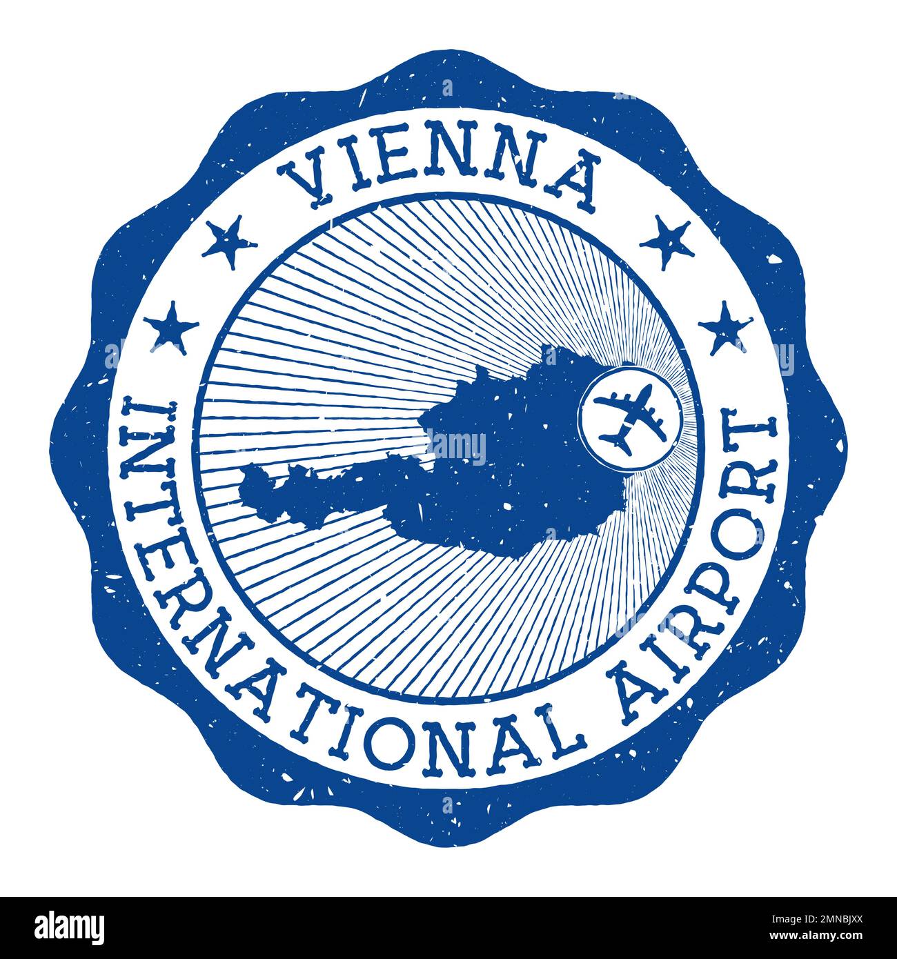 Vienna International Airport stamp. Airport of Vienna round logo with