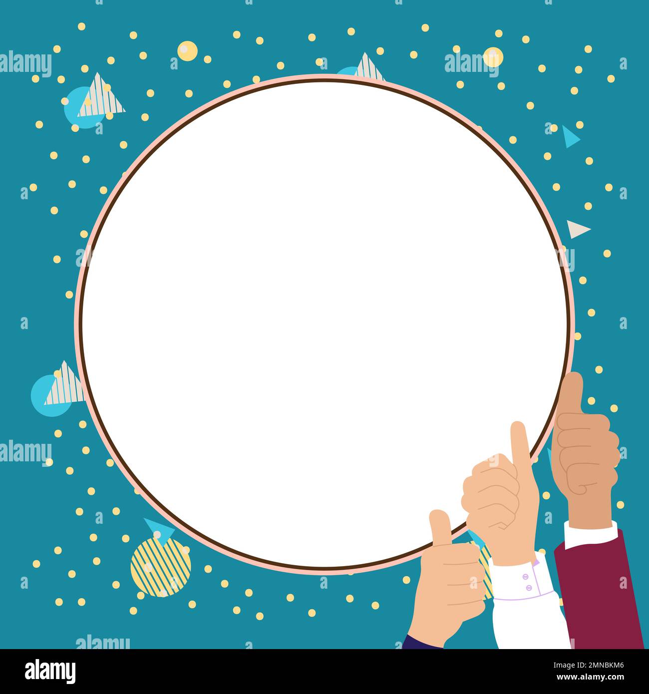Big finger raised up pointing to whiteboard with important information. White text holder behind hands contains main message. Empty speech bubble on Stock Vector
