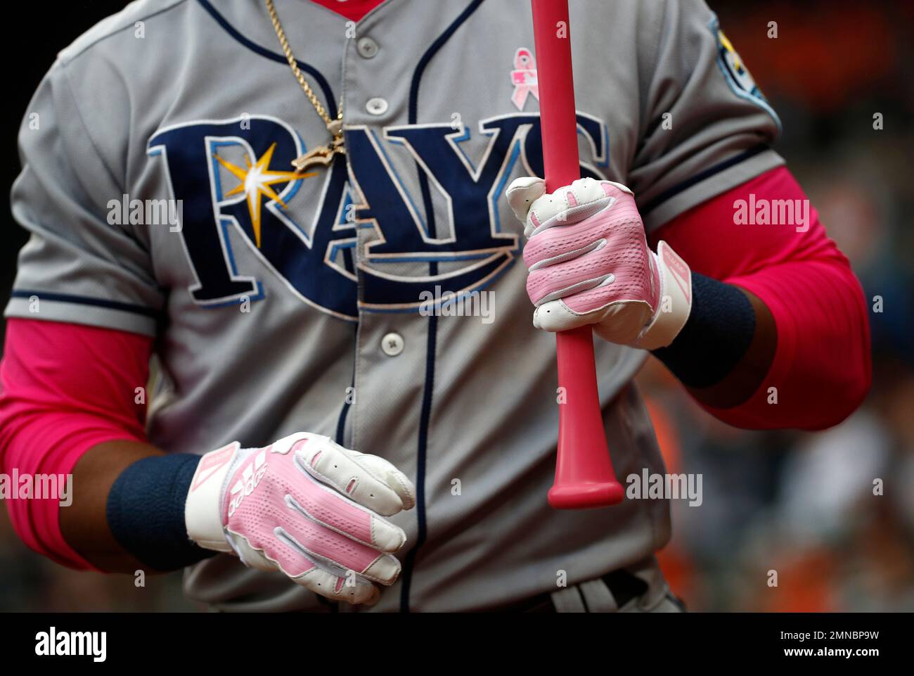 Tampa Bay Rays' Mallex Smith wears pink accessories to commemorate Mother's  Day as he prepares for an at-bat during a baseball game against the  Baltimore Orioles, Sunday, May 13, 2018, in Baltimore. (