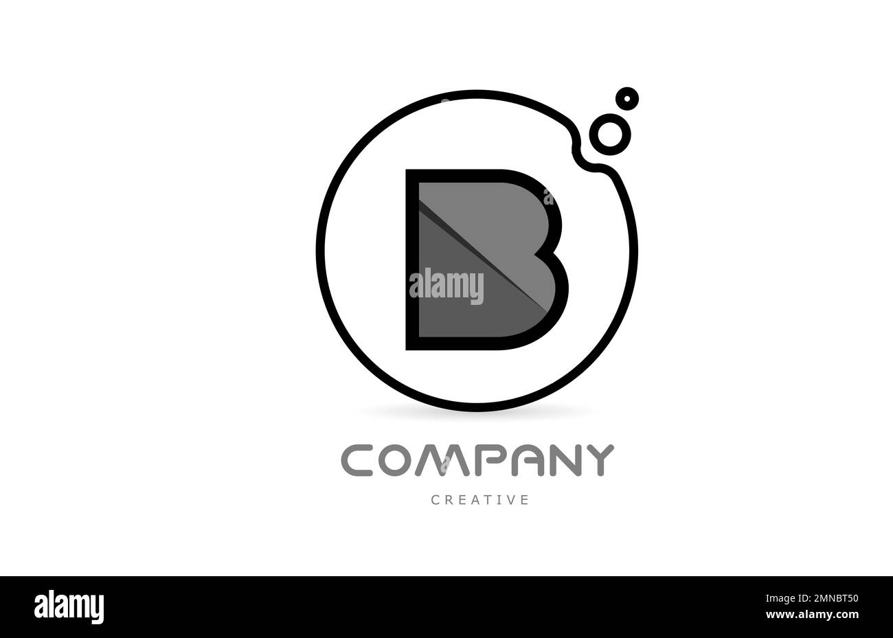 B black and white geometric alphabet letter logo icon with circle ...