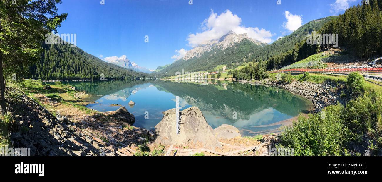 Sils, Switzerland: Artificial lake tra along the San Bernardino pass. Stock Photo