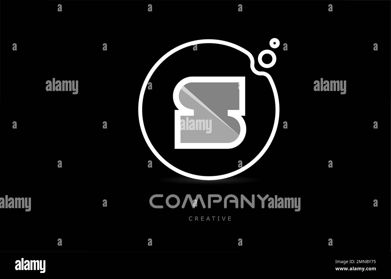 black and white S geometric alphabet letter logo icon with circle ...