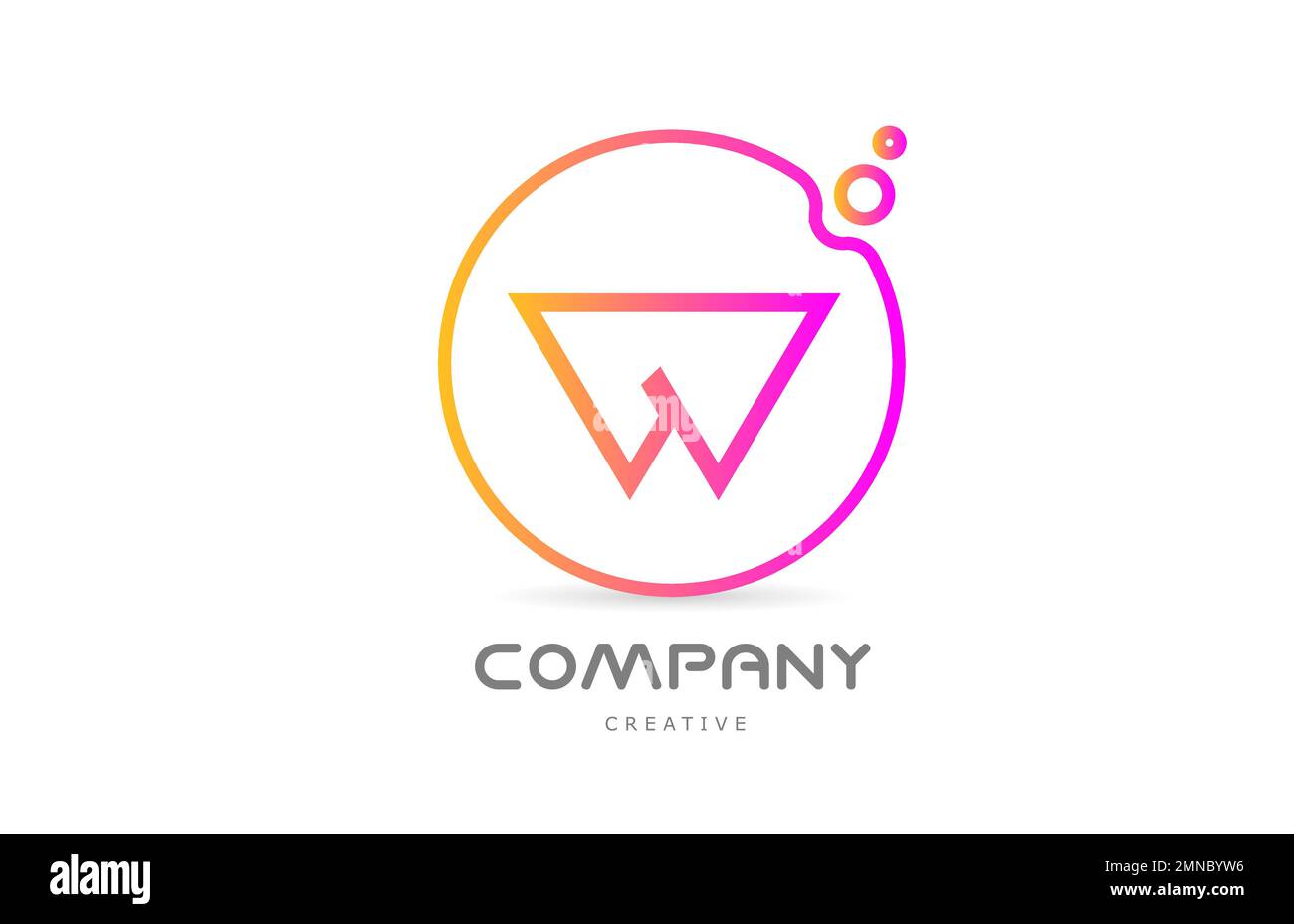 geometric W letter alphabet logo icon with circle and bubbles. Creative ...