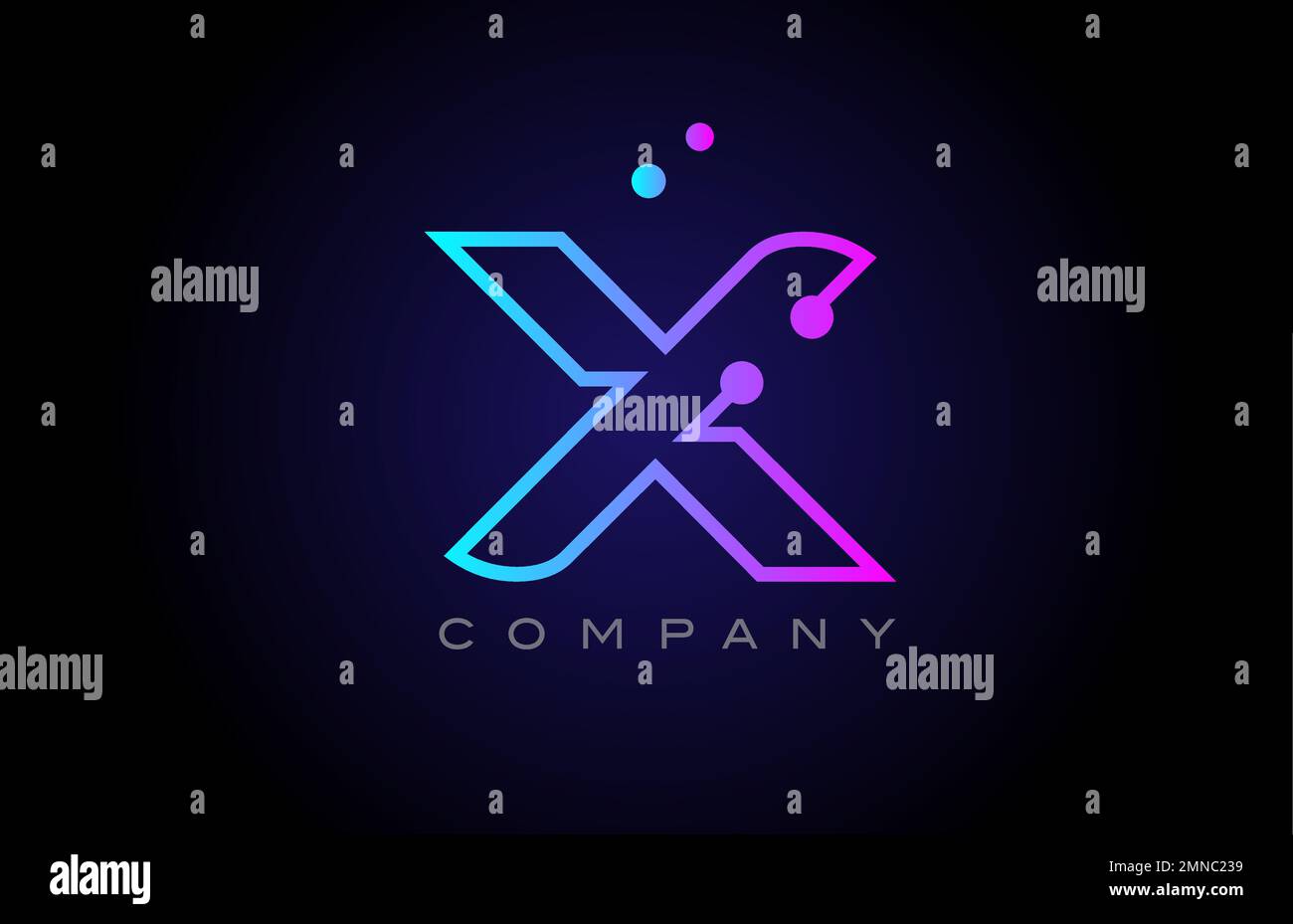 pink blue X dot line alphabet letter logo icon design. Creative ...