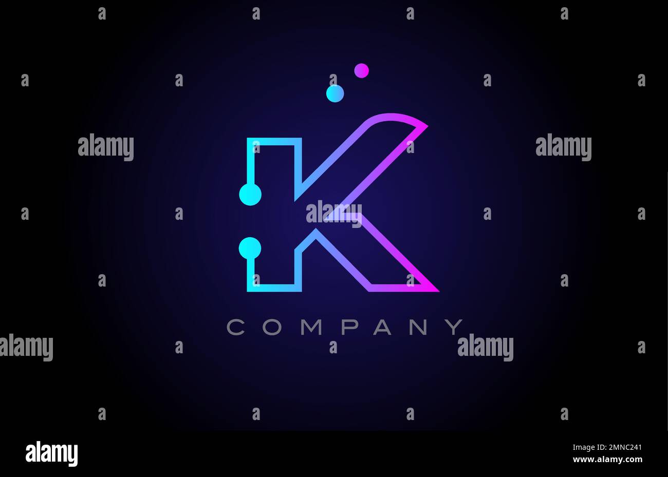 pink blue K dot line alphabet letter logo icon design. Creative ...