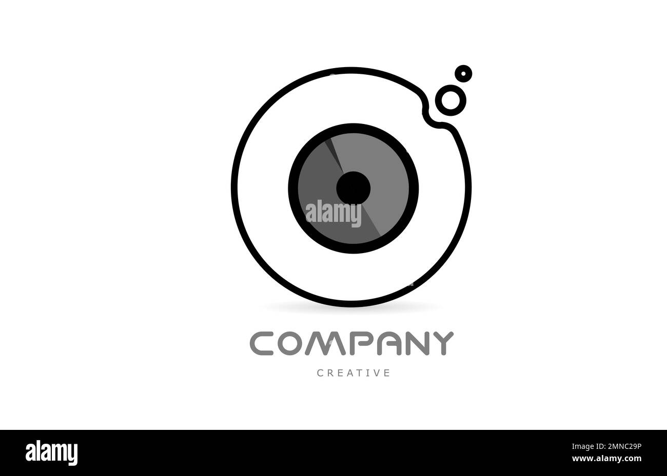 O black and white geometric alphabet letter logo icon with circle ...