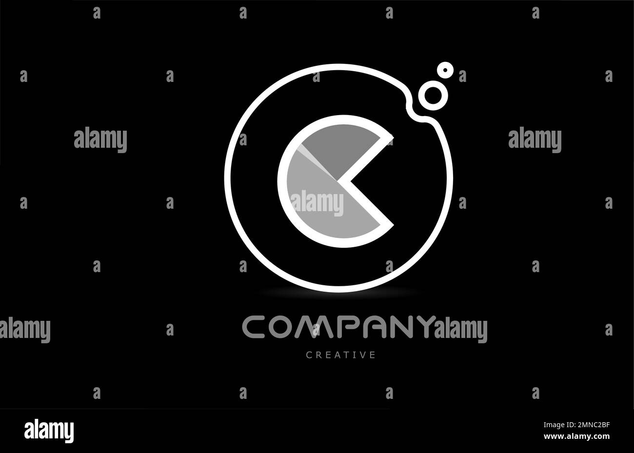 black and white C geometric alphabet letter logo icon with circle ...