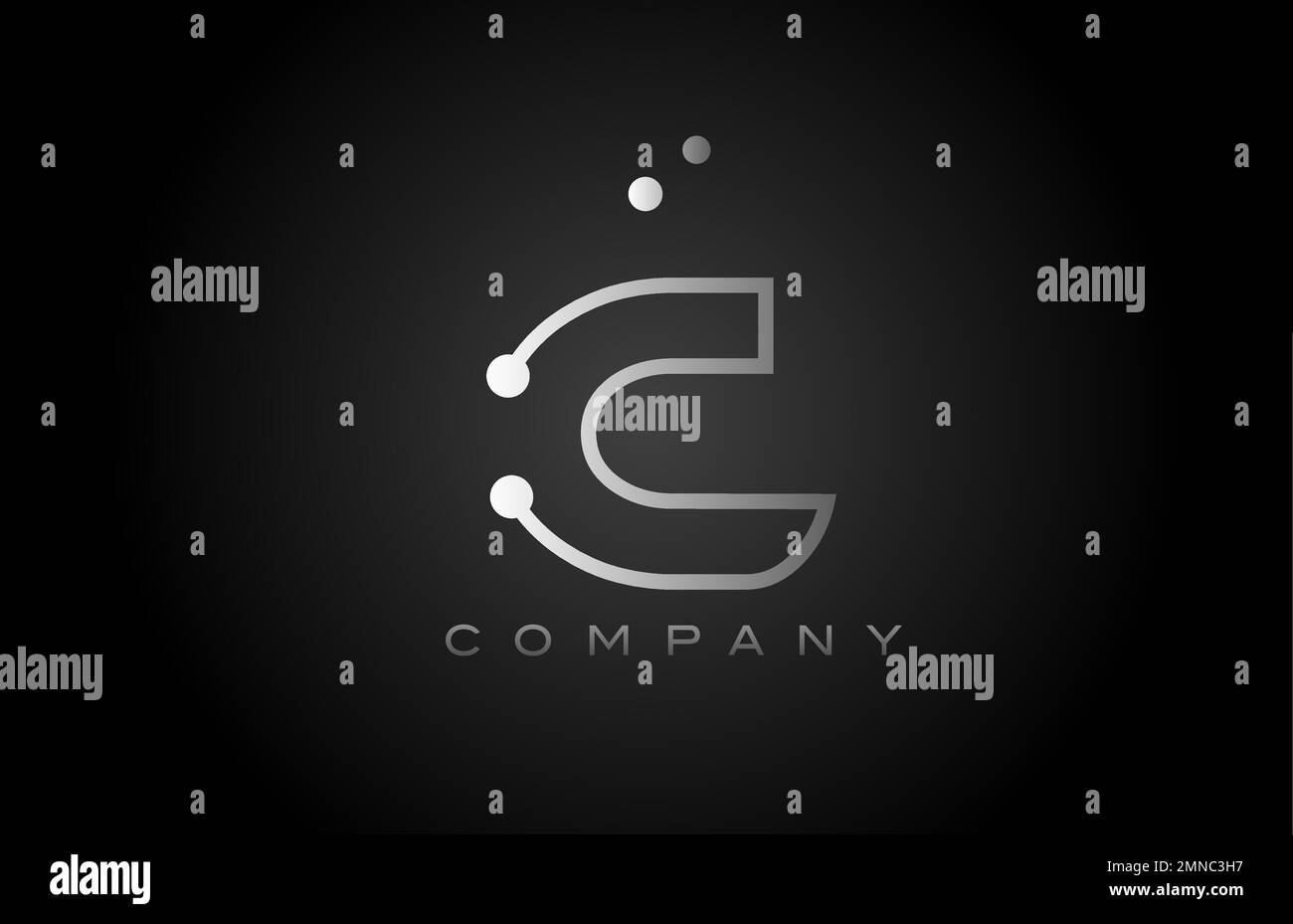 black white grey C dot line alphabet letter logo icon design. Creative ...