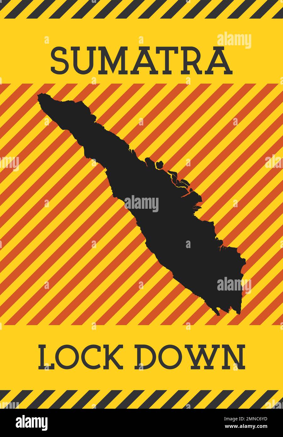 Sumatra Lock Down Sign. Yellow island pandemic danger icon. Vector ...