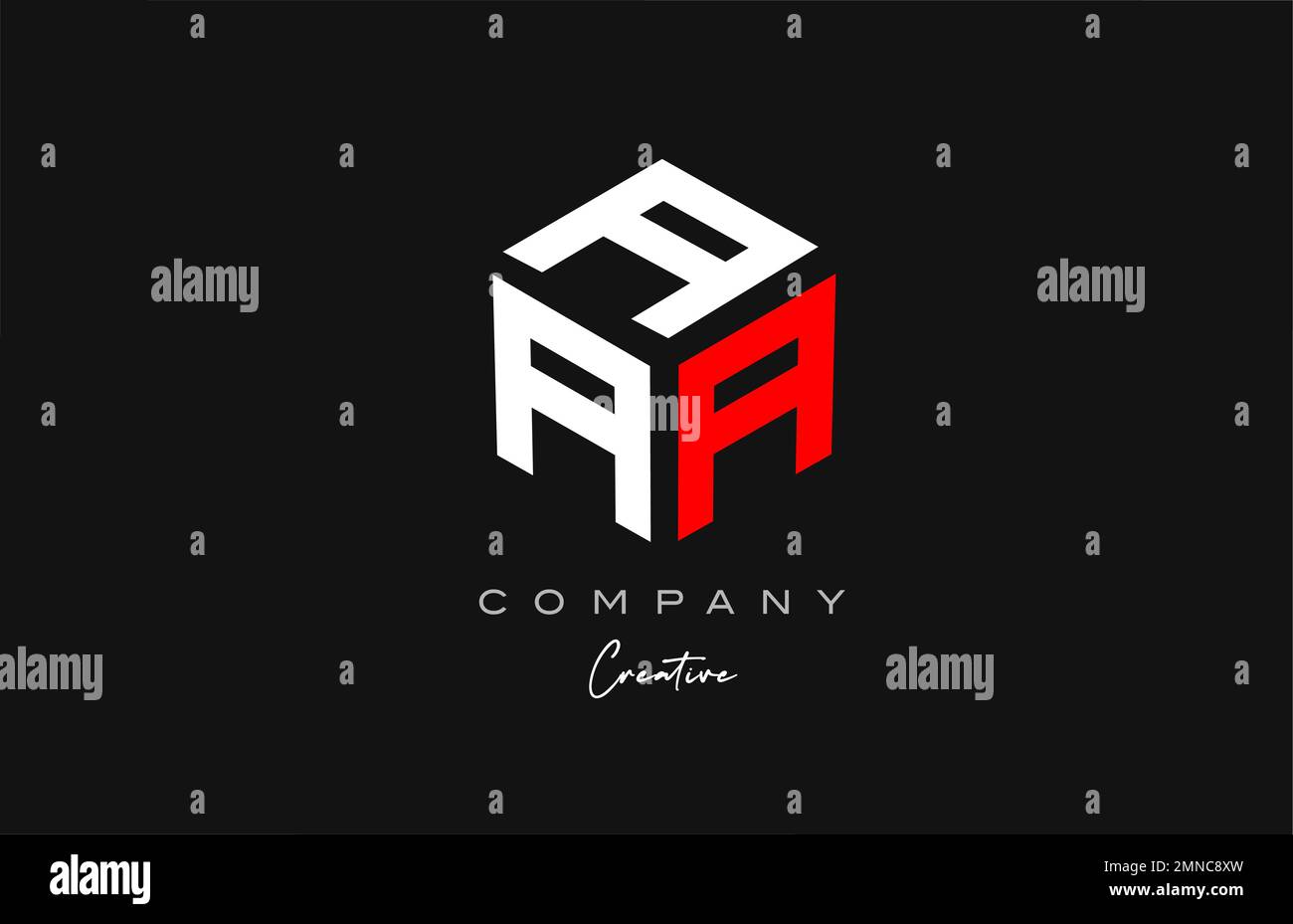 A red white three letter cube alphabet letter logo icon design ...