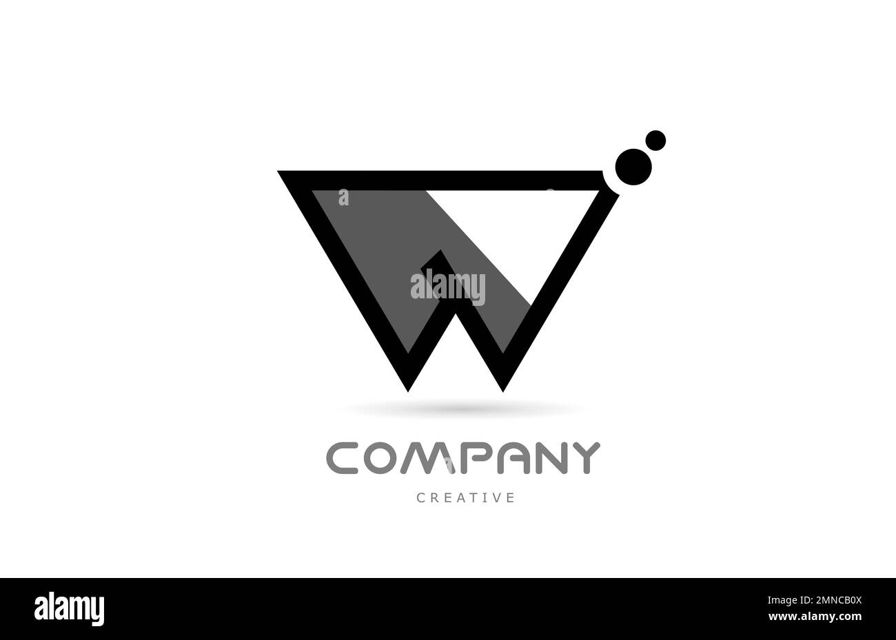 W black white geometric alphabet letter logo icon with dots. Creative ...