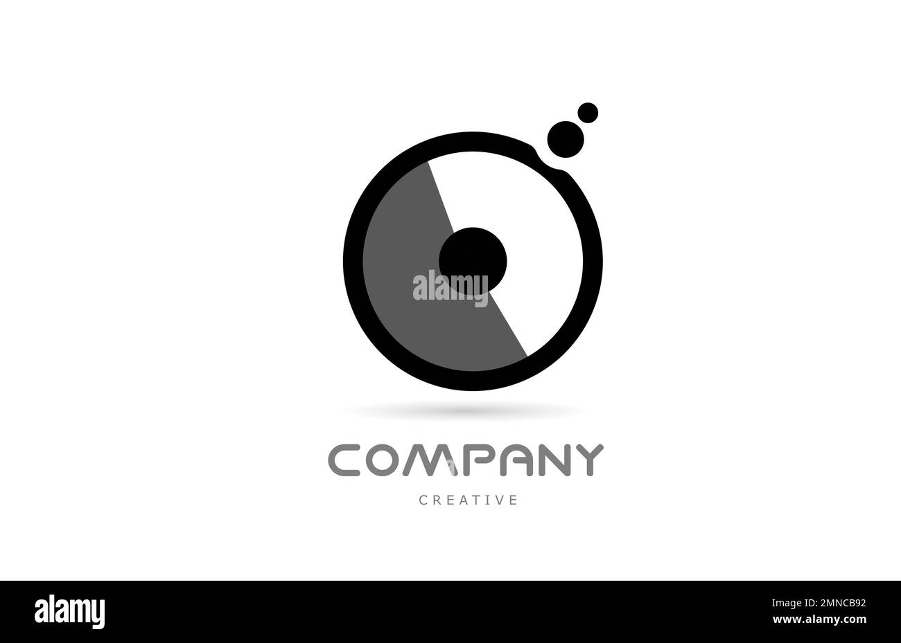 O black white geometric alphabet letter logo icon with dots. Creative ...