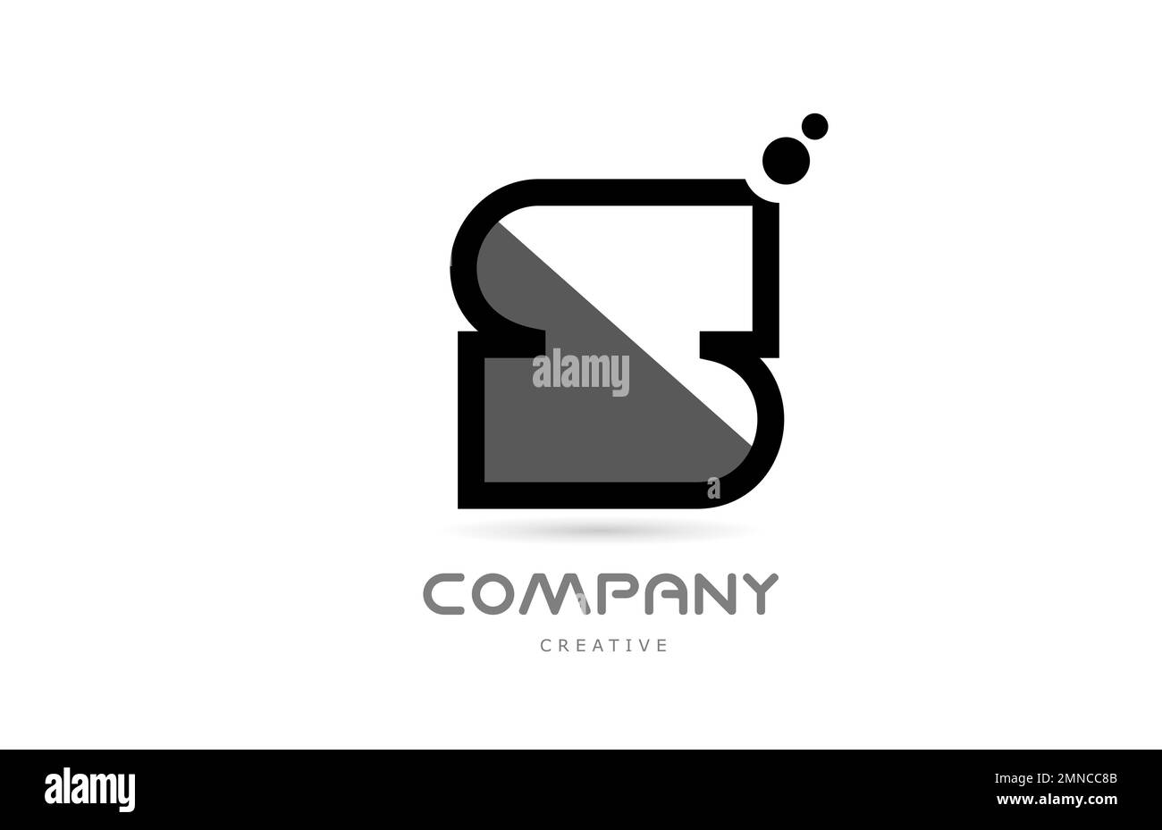 S black white geometric alphabet letter logo icon with dots. Creative ...