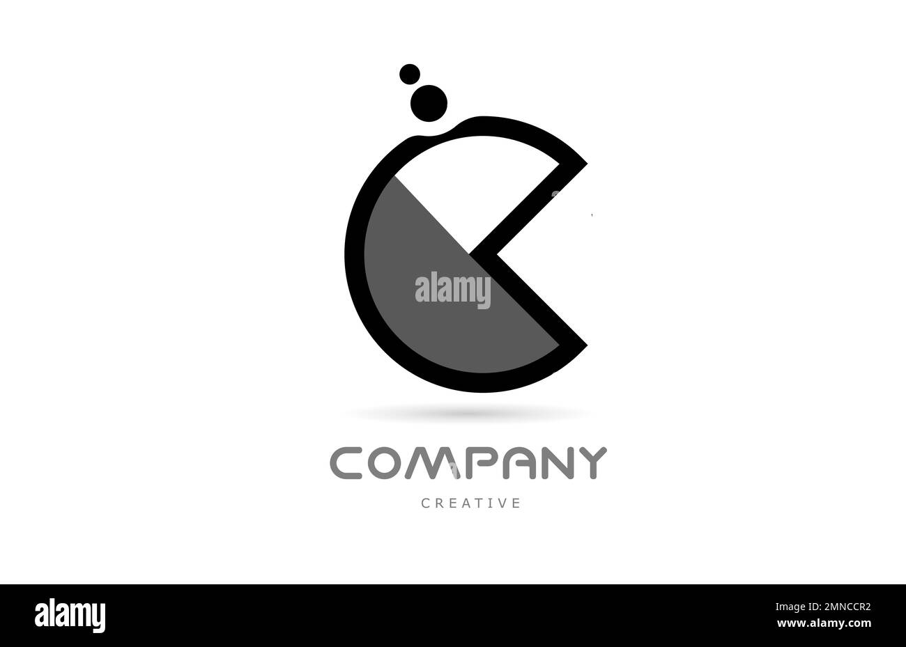 C black white geometric alphabet letter logo icon with dots. Creative ...