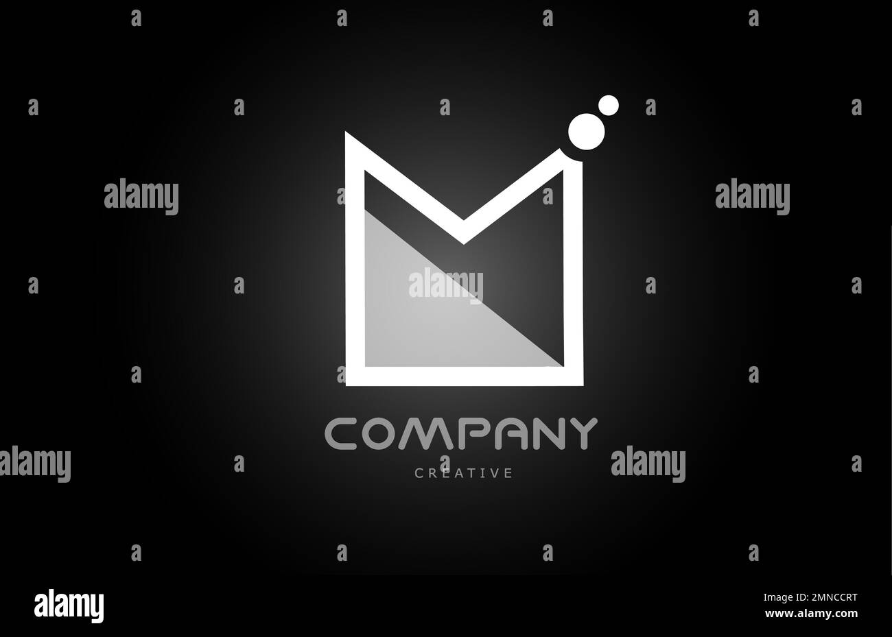 M black and white alphabet letter logo icon with dots. Creative ...