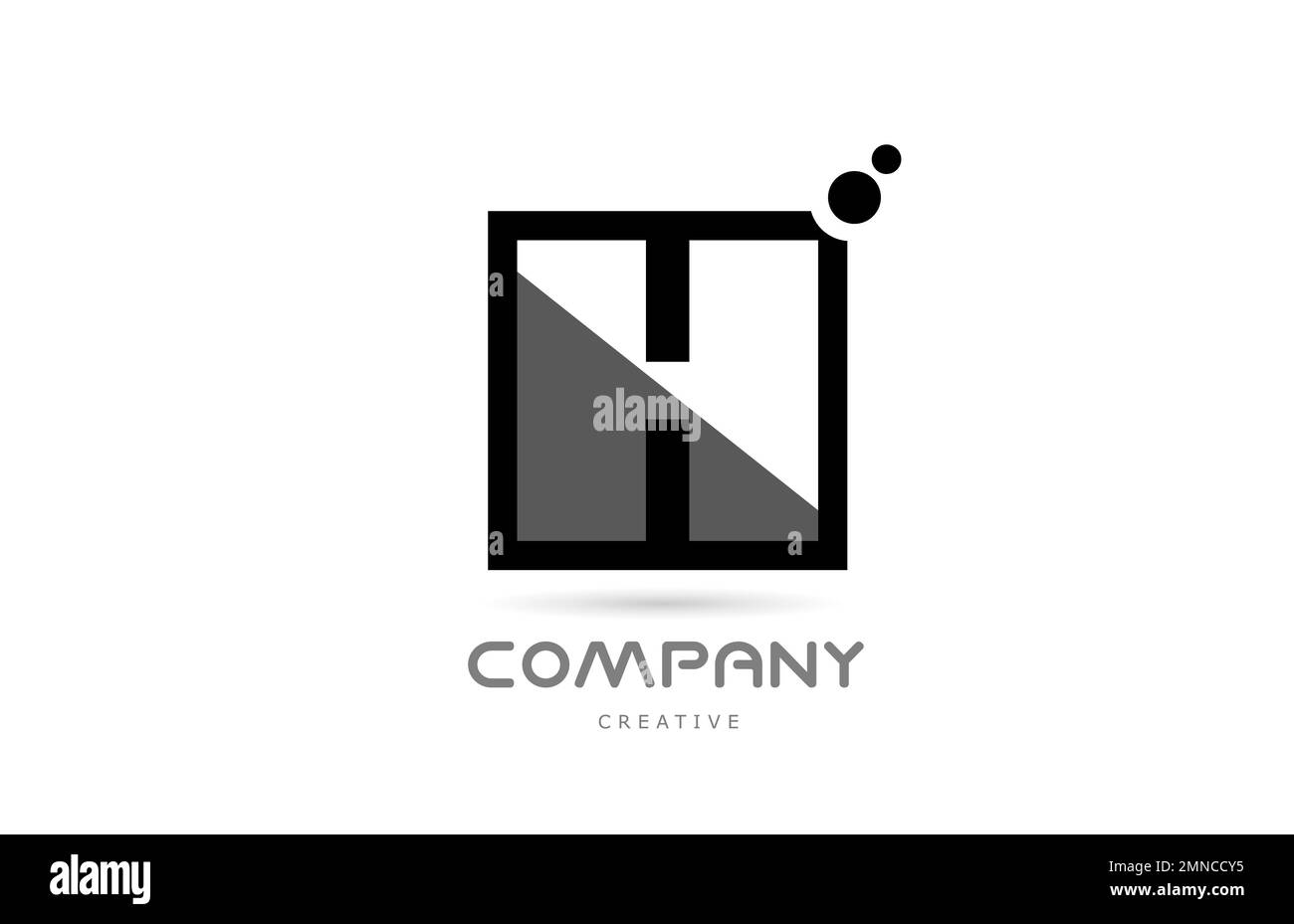 H black white geometric alphabet letter logo icon with dots. Creative ...