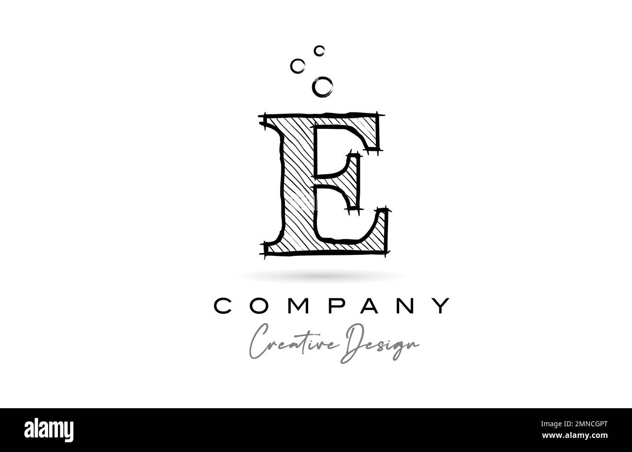 E black white alphabet letter logo icon with cartoonish style. Creative ...