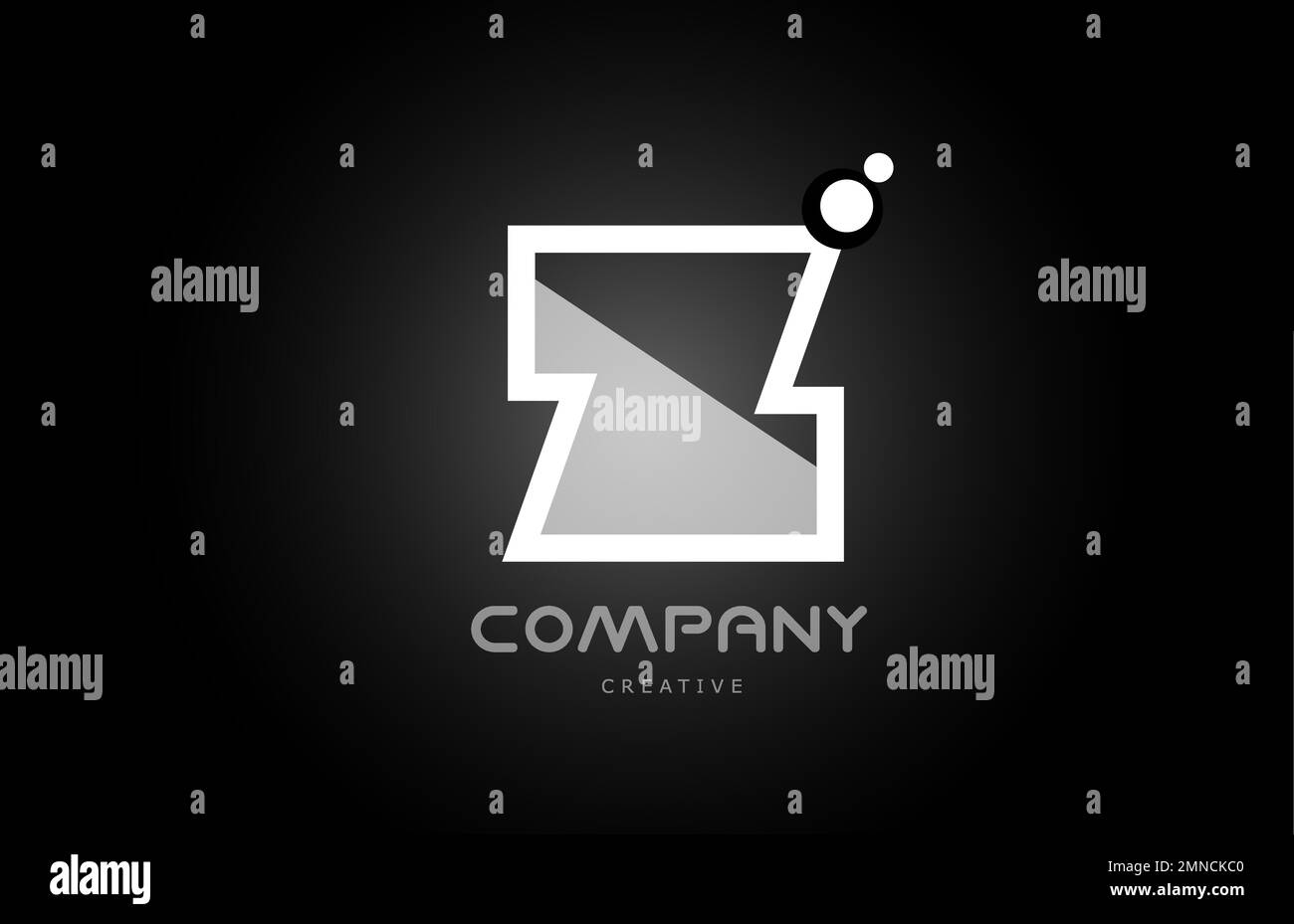 Z black and white alphabet letter logo icon with dots. Creative ...