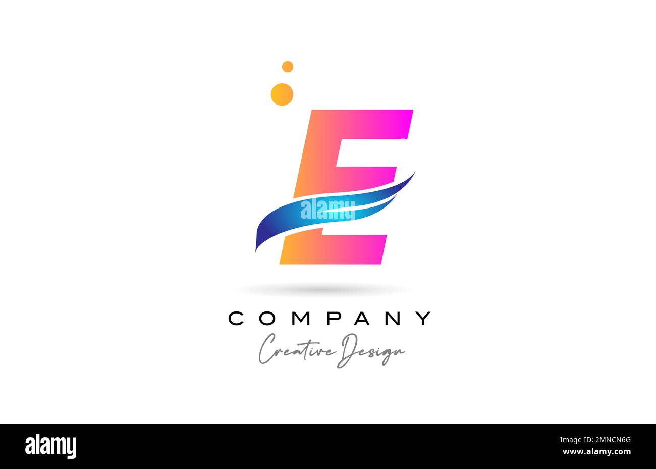 pink bubbles E alphabet letter logo icon with blue swoosh. Creative ...
