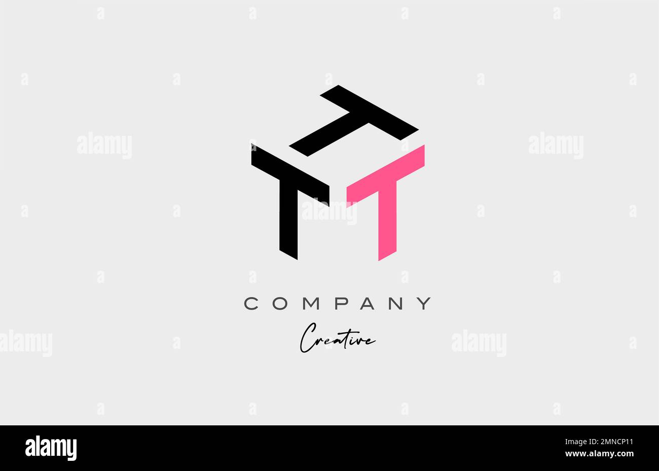 pink T three letter alphabet letter logo icon design. Creative template