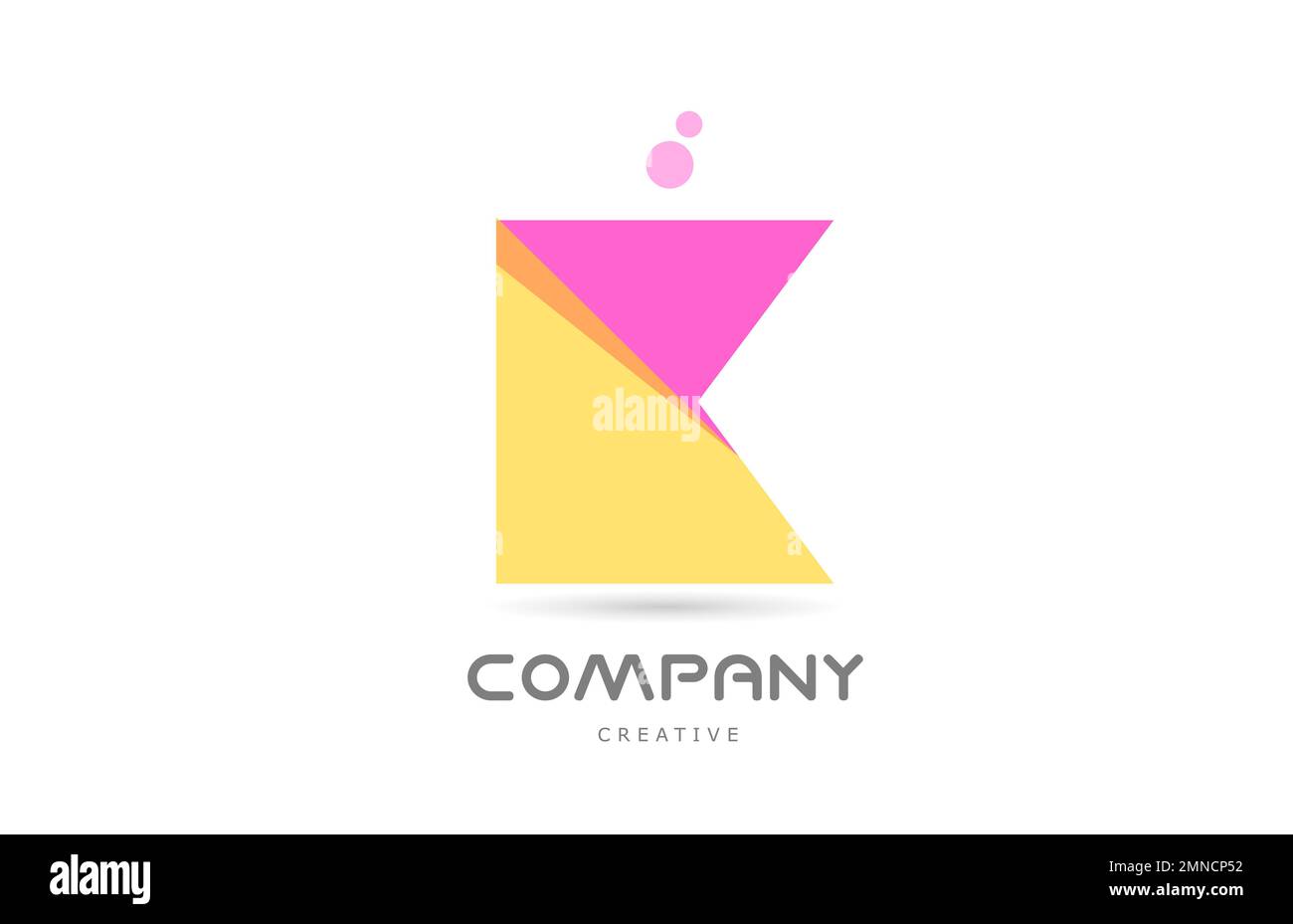 K yellow pink geometric alphabet letter logo icon. Creative template ...