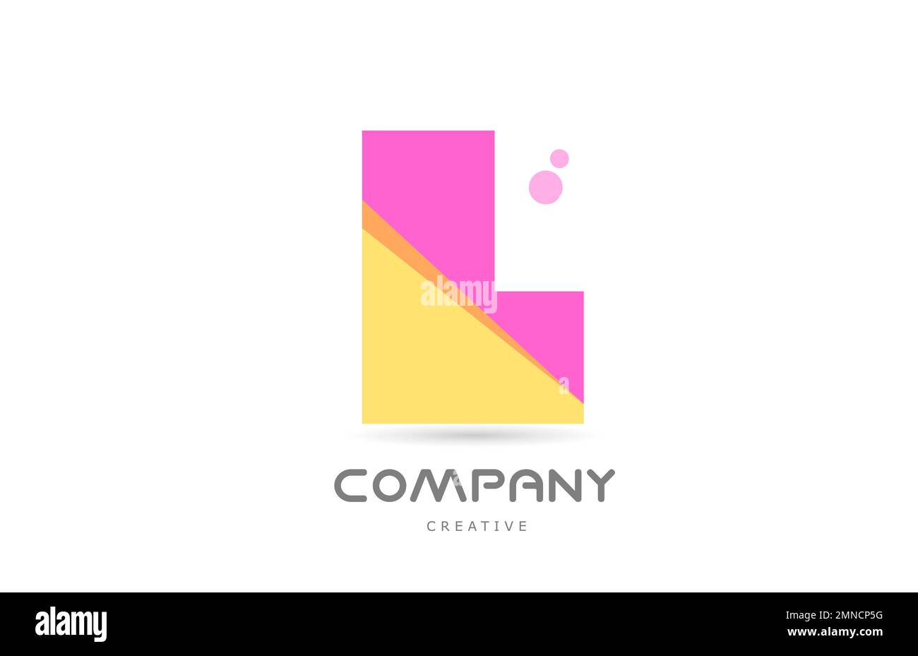 L yellow pink geometric alphabet letter logo icon. Creative template ...
