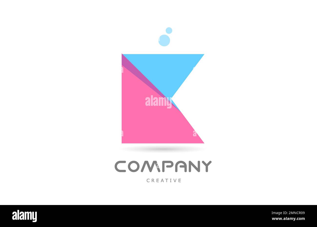 K pink blue geometric alphabet letter logo icon. Creative template for ...