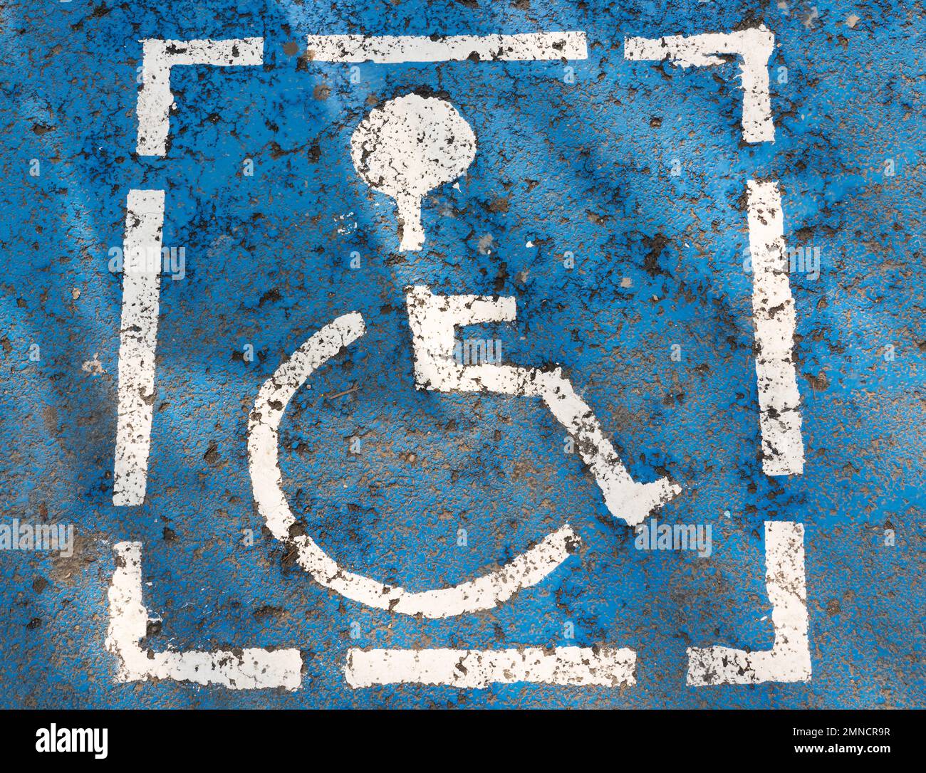 Close-up of priority parking spot for people with disabilities Stock Photo