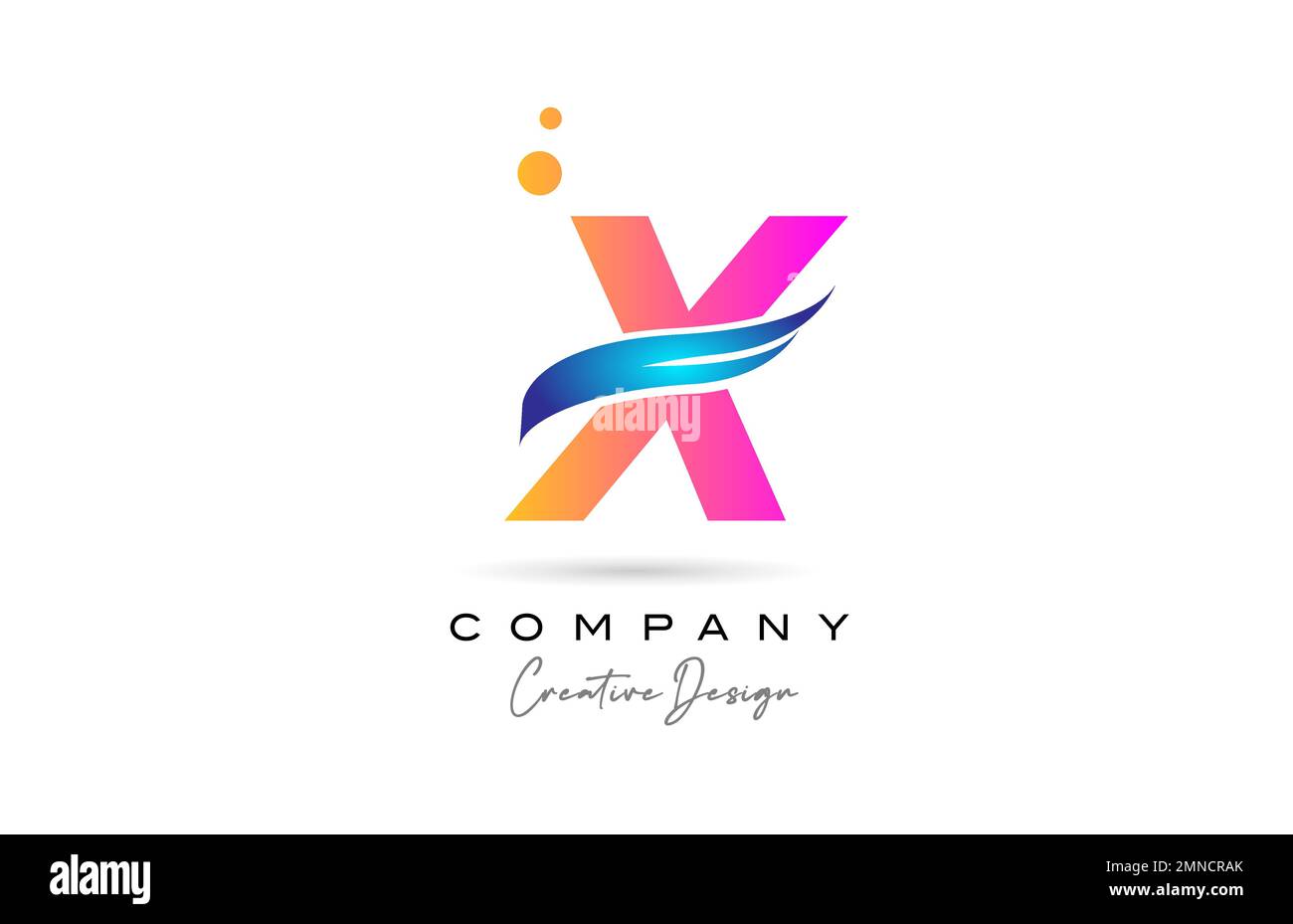 pink bubbles X alphabet letter logo icon with blue swoosh. Creative ...