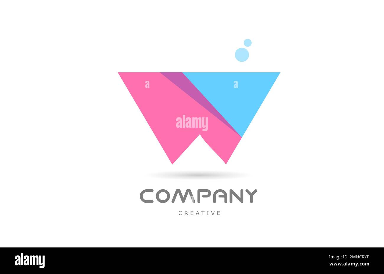 W pink blue geometric alphabet letter logo icon. Creative template for ...