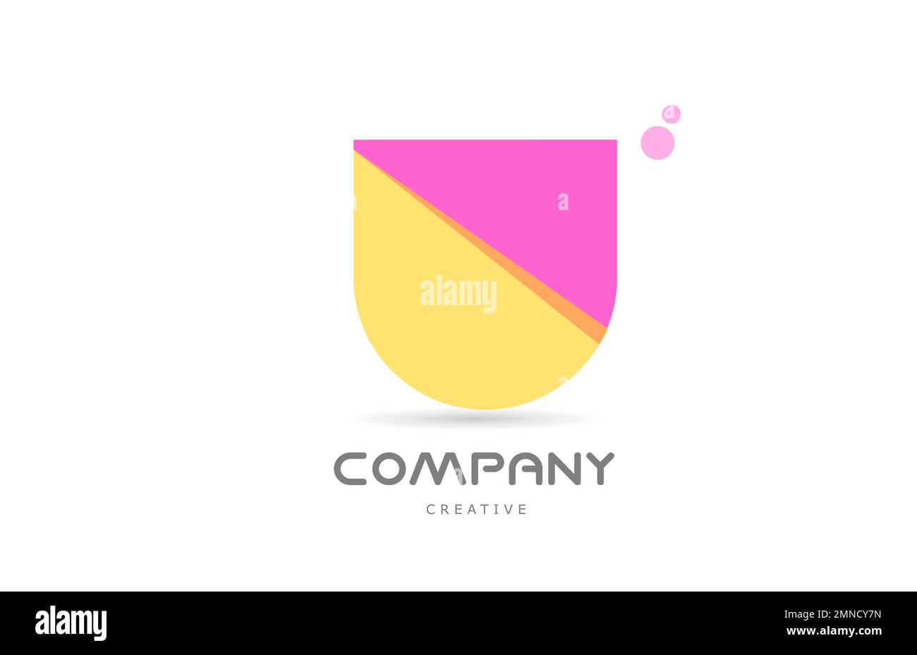 U yellow pink geometric alphabet letter logo icon. Creative template ...