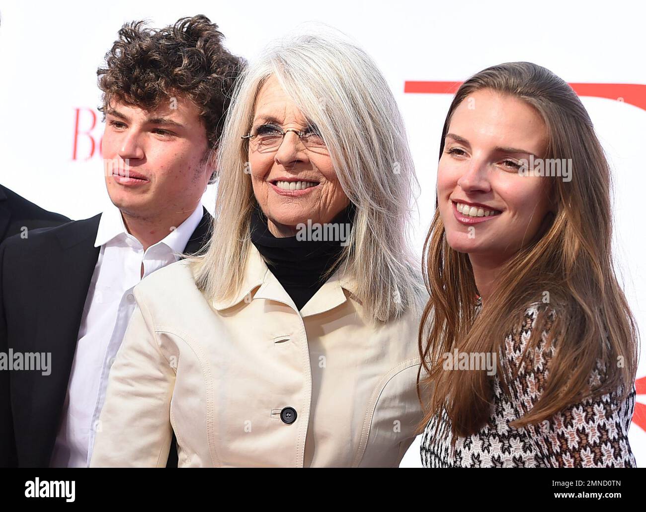 Cast member Diane Keaton (center) and her children Duke Keaton, left