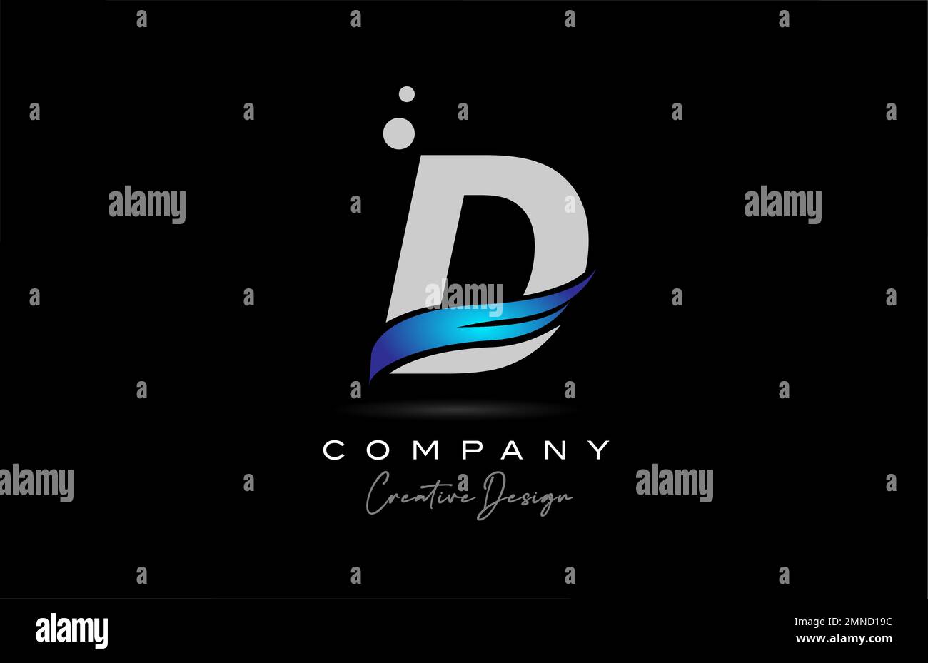 D grey alphabet letter logo icon with blue swoosh. Creative template ...