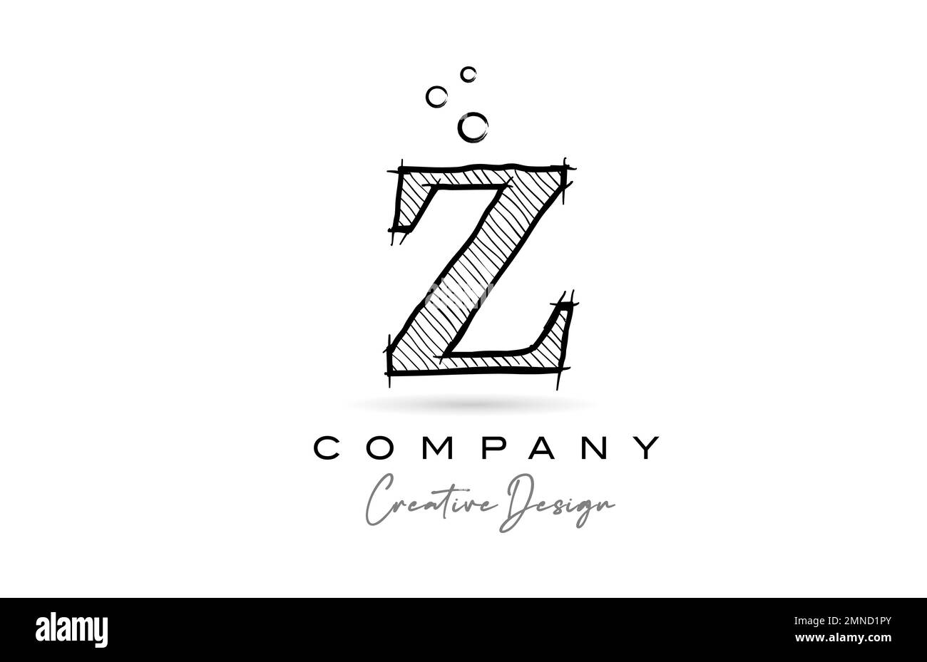 Z black white alphabet letter logo icon with cartoonish style. Creative