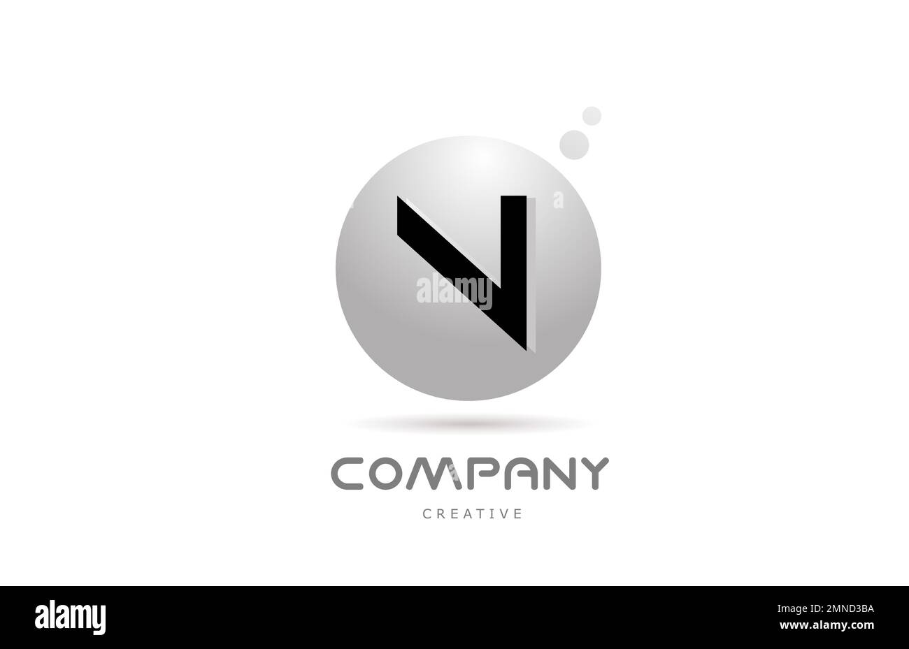 N 3d grey sphere alphabet letter logo icon design with dot. Creative ...