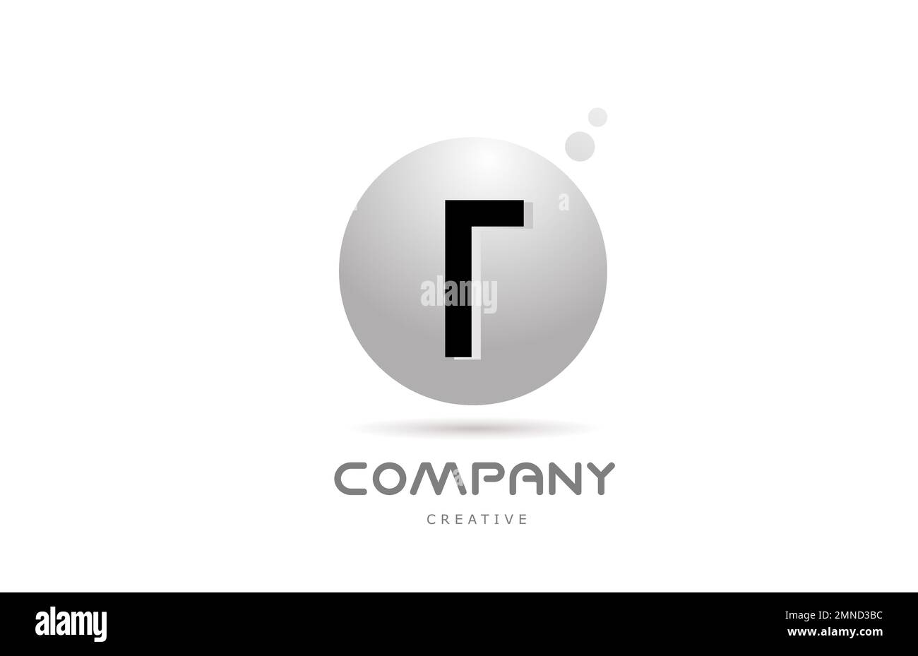 T 3d grey sphere alphabet letter logo icon design with dot. Creative ...