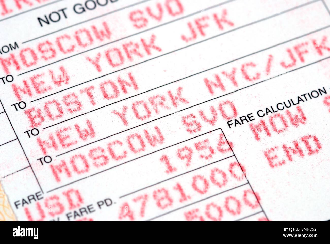 Air ticket passenger flight coupon receipt Stock Photo Alamy