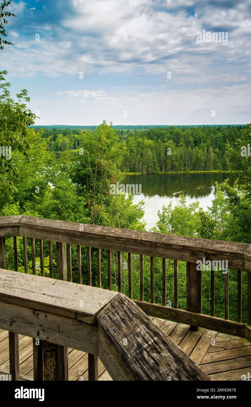 Custom built overlook deck for viewing scenery of Michigan UP Stock ...