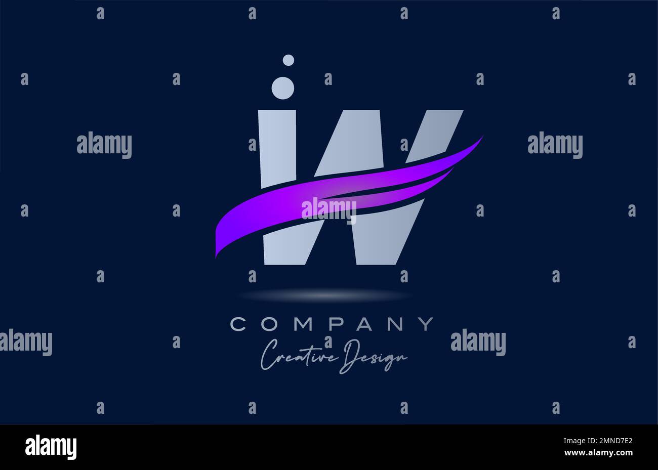 W purple alphabet letter logo icon with pink swoosh. Creative template ...