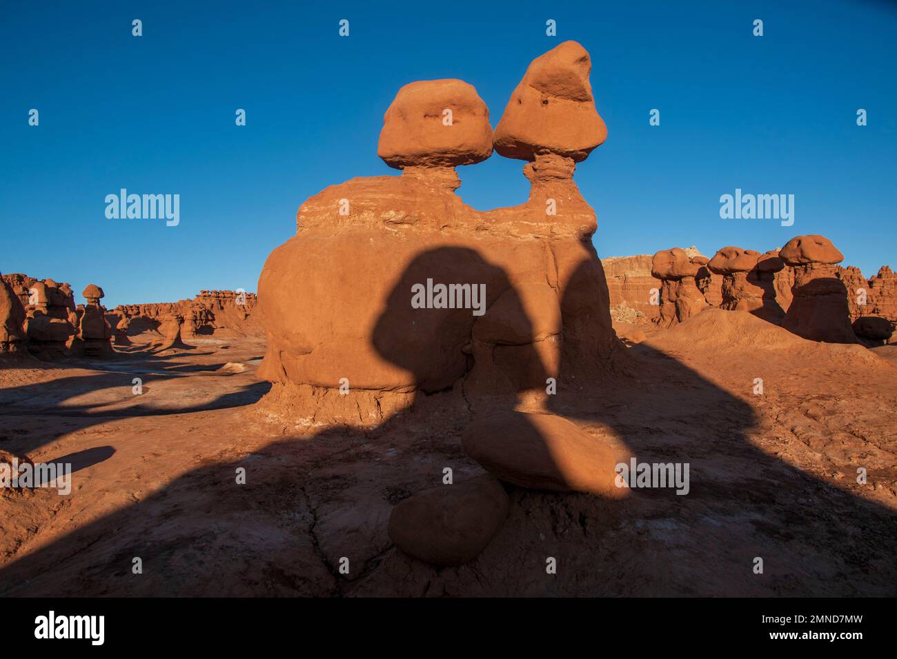 Utah's Goblin Valley State Park is full of sandstone rock formations that take the shape of humanoid characters. Stock Photo