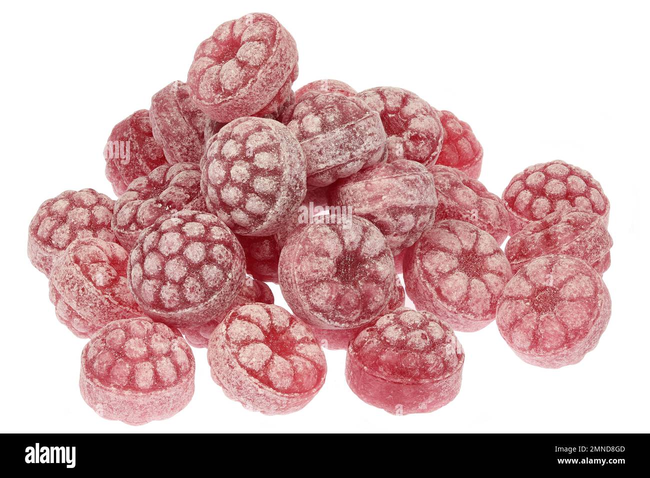 raspberry candies isolated on white background Stock Photo