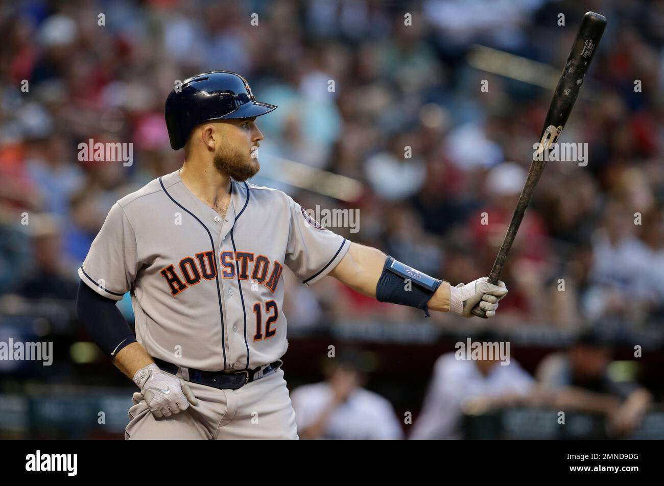 Houston Astros catcher Max Stassi (12) in the first inning during a  baseball game against the Arizona Diamondbacks, Friday, May 4, 2018, in  Phoenix. (AP Photo/Rick Scuteri Stock Photo - Alamy